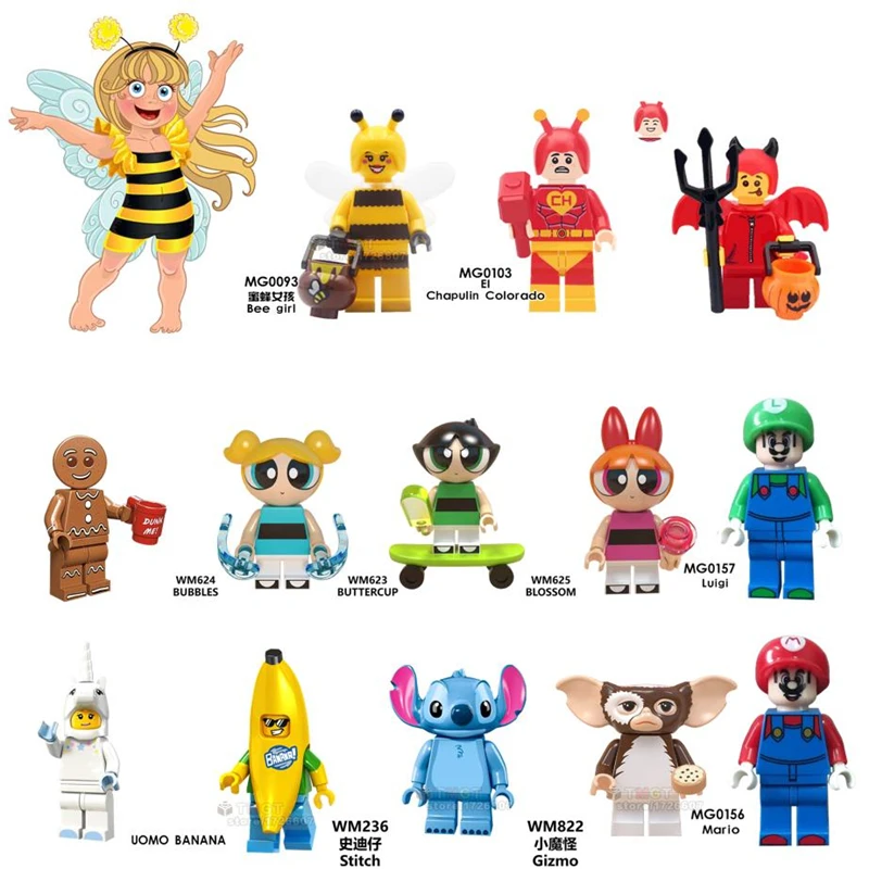 

Bee Girl Angie Super Mario The Girls Rabbit Single Bricks Building Blocks Toys for Children