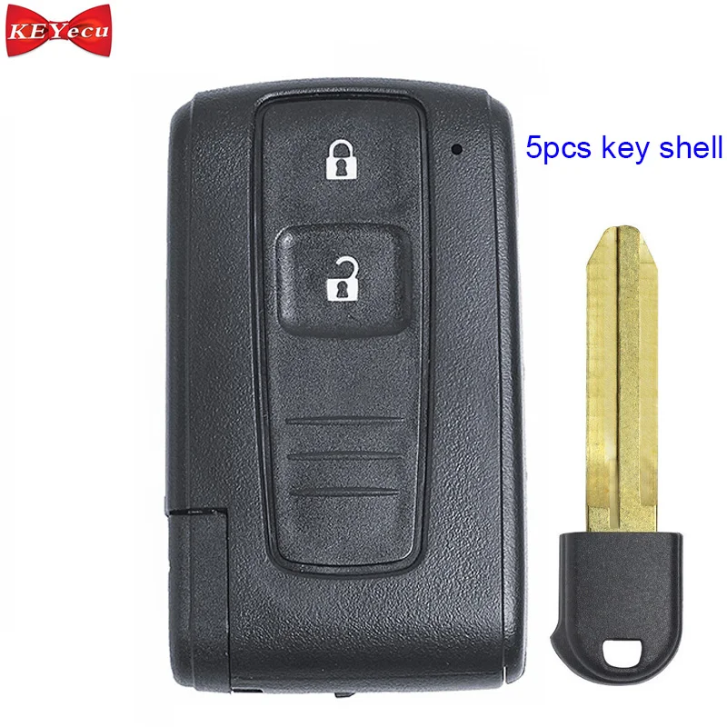 

KEYECU 5pcs for Toyota Prius 2004 2005 2006 2007 2008 2009 Replacement Remote Control Car Key Shell Case Fob Housing Uncut Blade