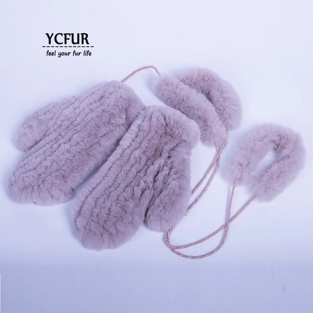 YCFUR, женские перчатки, зимние, вязаные, мех кролика Рекс, варежки, перчатки для женщин, супер эластичные, мягкие, теплые, перчатки для девочек