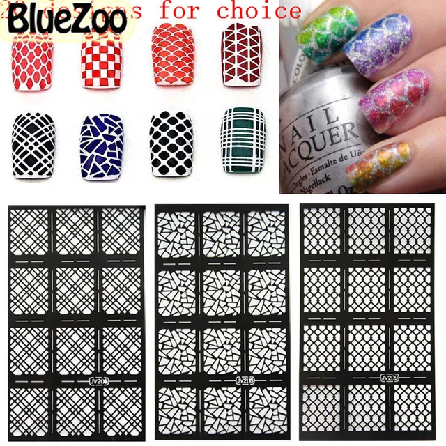 bluezoo 20 sheets hollow out nail template sticker flower maple