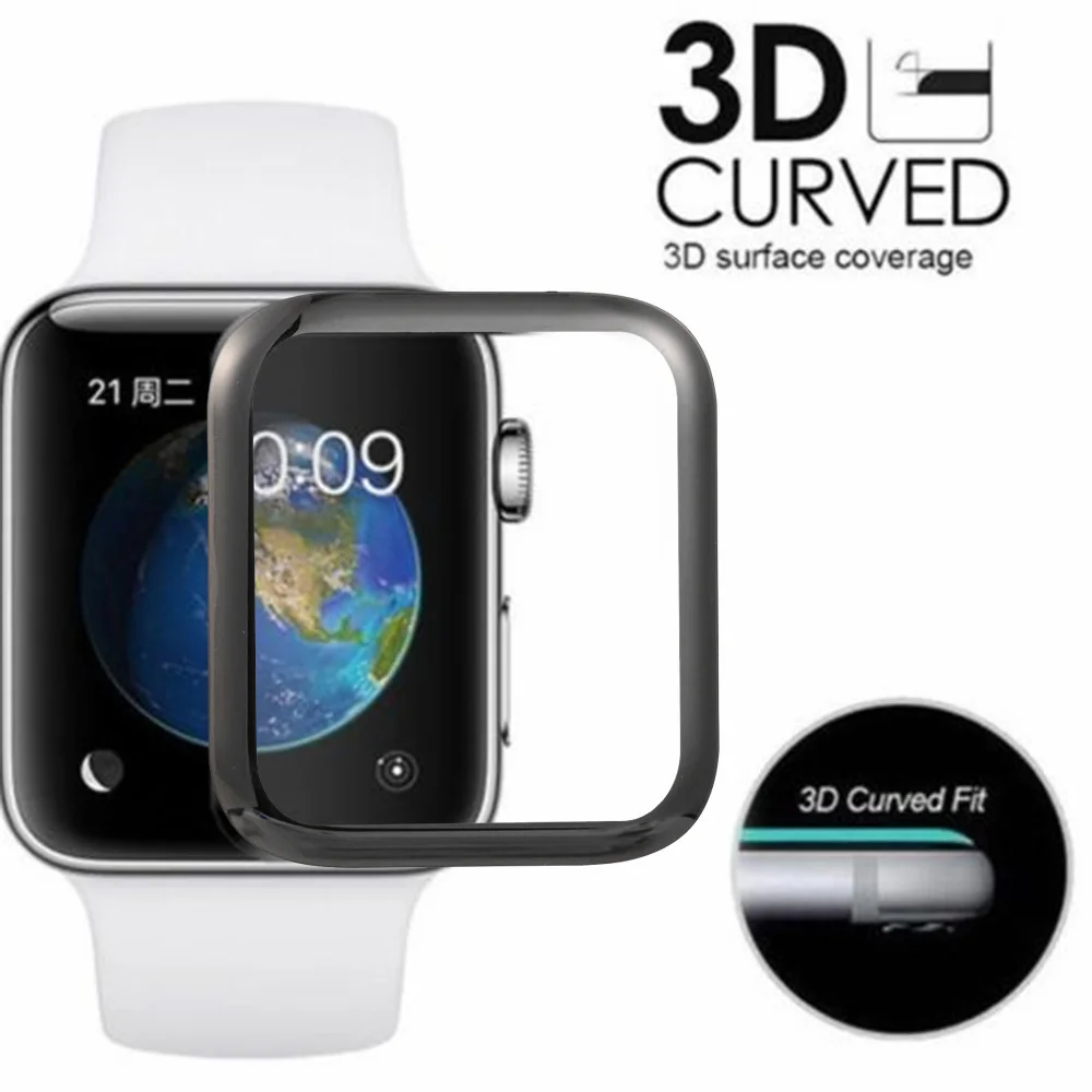 

Full Cover Tempered Glass For Apple Watch Series Screen Protector For i watch Series 4/3/2/1 42mm/38mm/44mm/40mm 3D curved
