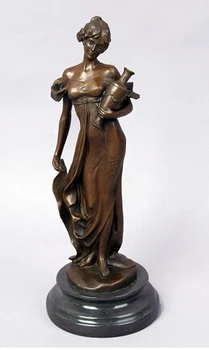 

dies Copper Brass crafts ation Asian Women with metal BRASS statue figurine Sculpture vase for Home Decoration