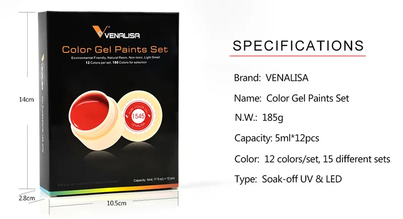 VENALISA гель для нанесения краски, 12 шт./набор, весенний Одноцветный Гель-лак для ногтей, дизайн ногтей, Гель-лак для ногтей, УФ-гель в коробке