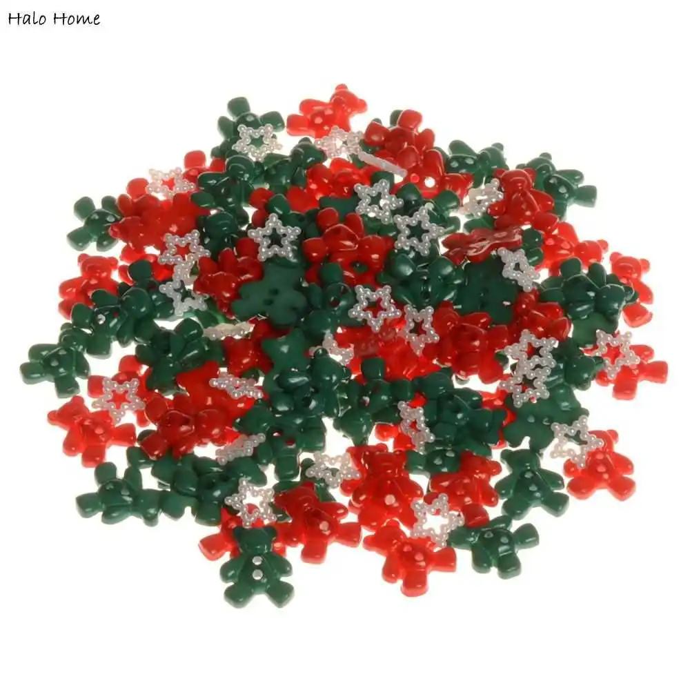 

High Quality Mixed Resin Sewing 100 Pcs Christmas Color Scrapbook Promotions 2 Holes Decorative Buttons Bear 20x16mm