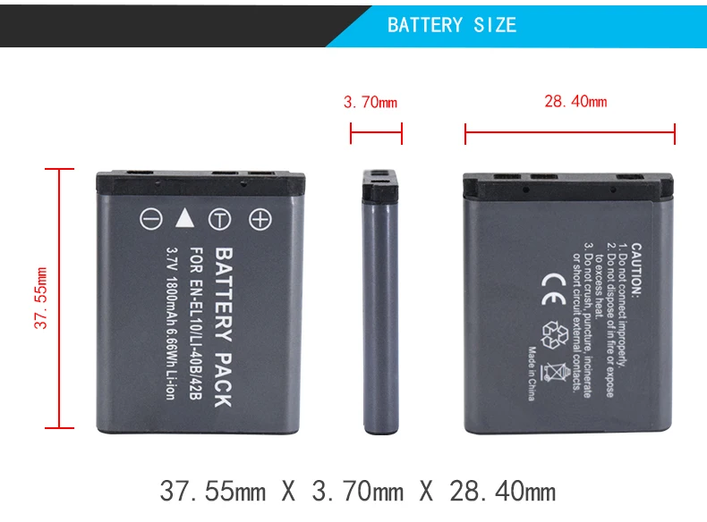 PAL1800mAh EN-EL-10/LI-40B/42B литий-ионный аккумулятор для цифровой камеры 3,7 V Li-Ion для Nikon S220 S225 S3000 S5100 S4000 S520 и т. Д