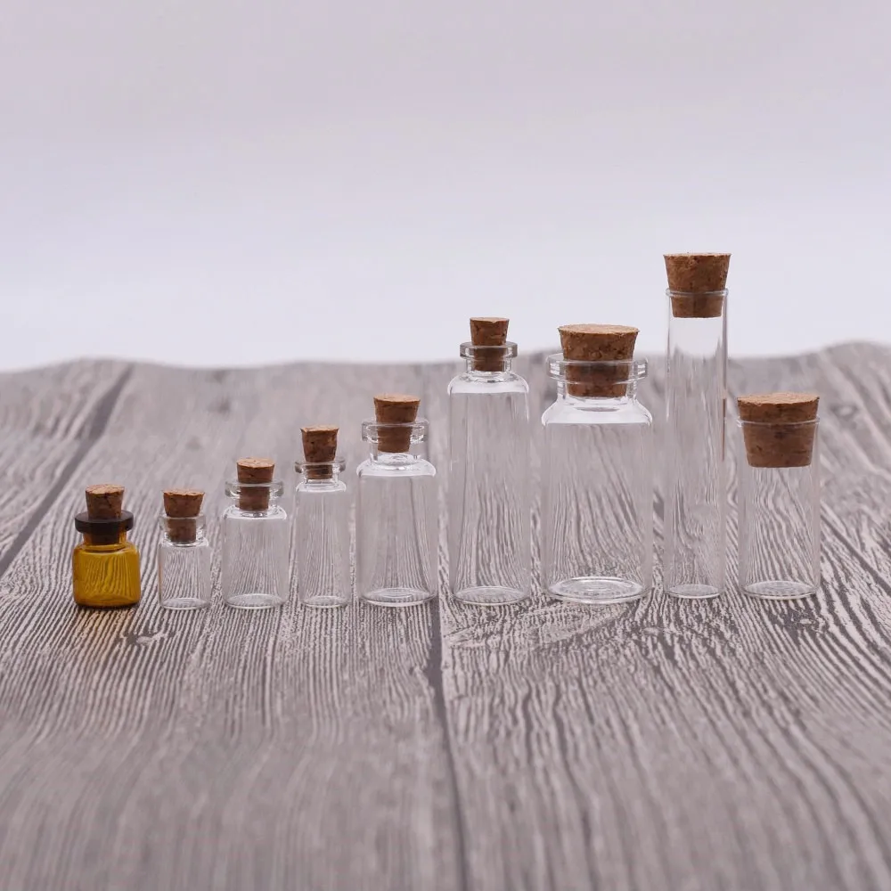 

1piece Empty Tiny Clear Glass Bottles Wishing Message Small Mini bottle vials Charms