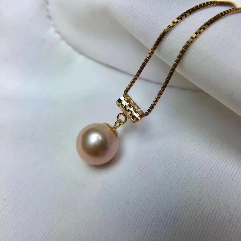 

Fidelity Natural No flaws 8mm pearl pendant & 18k yellow gold buckle fashion fine jewelry for women