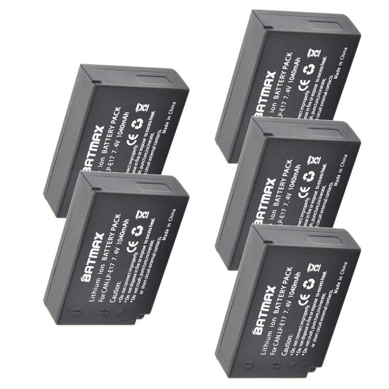 Mah para Canon para Eos Baterias Recarregáveis 1040 m3 m5 750d Fr-t6i T6s 800d 8000d Beijo X8i 5-pacote Lp-e17 Lpe17 lp E17 - Image 2