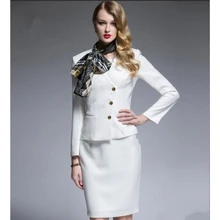Белые женские деловые костюмы с длинным рукавом деловой костюм с юбкой OL Женские официальные костюмы B349