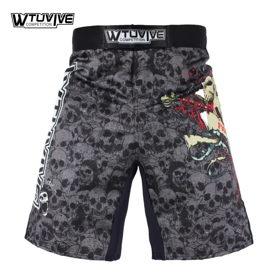 Шорты SUOTF MMA мужские для фитнеса свободные штаны тайского бокса с рисунком черепа