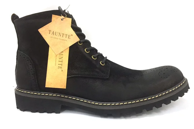 Tauntte Winter Cow Leather Ankle Boots Men Retro Bullock Carving Flower Martin Boots botines hombre bota masculina erkek bot -