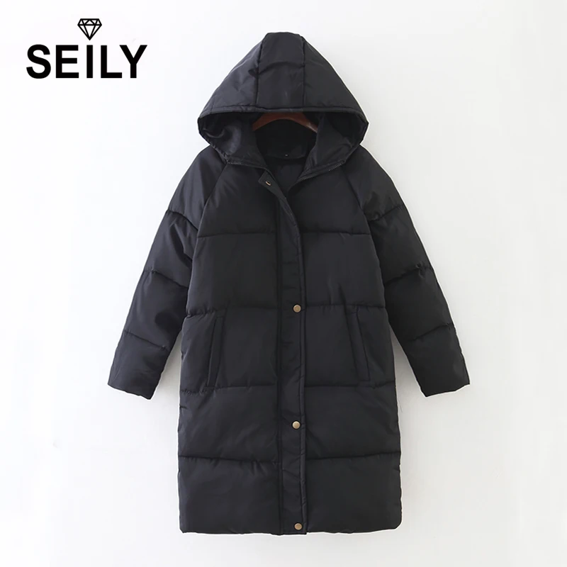 Seily Plus Size Long Winter Puffer Jacket Hooded Quilted Bread Cotton Thick Warm Coat Women Wear 2017 Fashion Parka Dresses