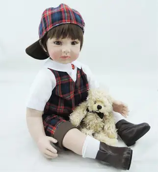 

23 Inch/57cm Realistic Reborn Babies soft Silicone Lifelike Boy Body Baby Dolls With brown Eyes Kids Sleeping Toy dollmai