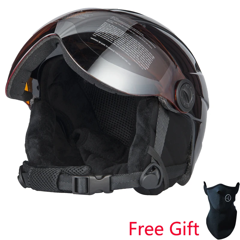 

On sale! Quality Integrally Ski Helmet With Goggle Half-covered Skiing Helmet Goggles CE Outdoor Sports Snowboard Helmet 52-61cm