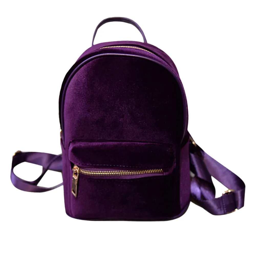 Новинка, модный простой рюкзак, мягкий бархатный рюкзак на молнии с мягкой ручкой, женский маленький рюкзак для путешествий, ведро# T2 - Цвет: Фиолетовый
