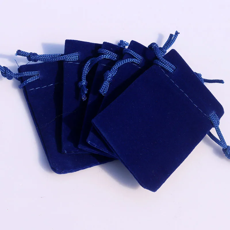 

Wholesale 100pcs/Lot 5x7cm Royal Blue Small Packaging Bag Can Be Customized Logo Printed Drawstring Velvet Pouches