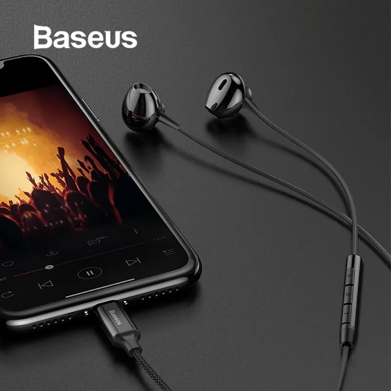 

Baseus Wired Earphones for iPhone X 8 8 Plus Stereo Gaming Earphone In Ear with Microphone Music Earbuds for iPhone XR Xs Max