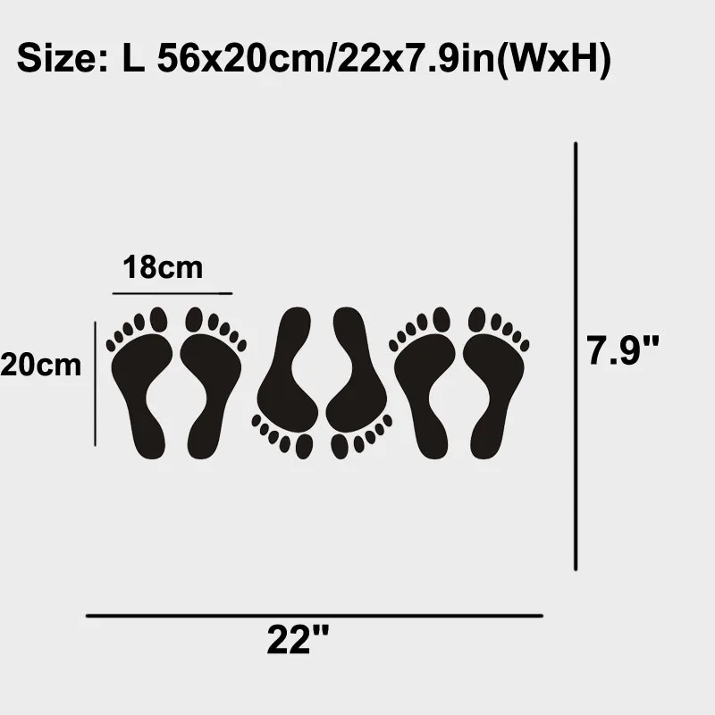 Ноги следы наклейки на стену-4 размера и 20 цветов