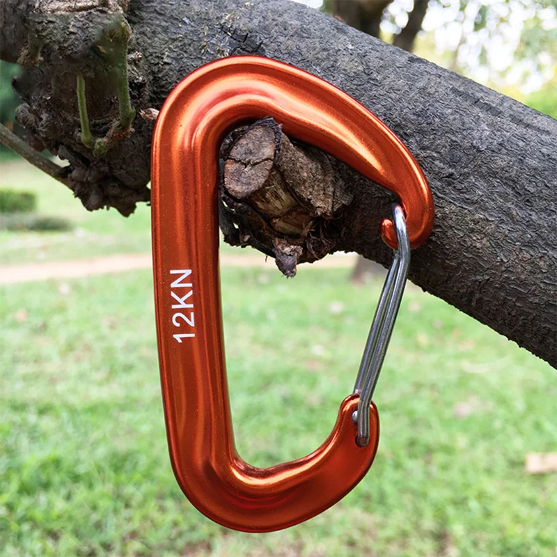 Climbing Carabiner Climbing Buckle Professional Climbing Carabiner D Shape Mountaineering Buckle Hook 12KN Safety Lock Outdoor Climbing Equipment Accessory