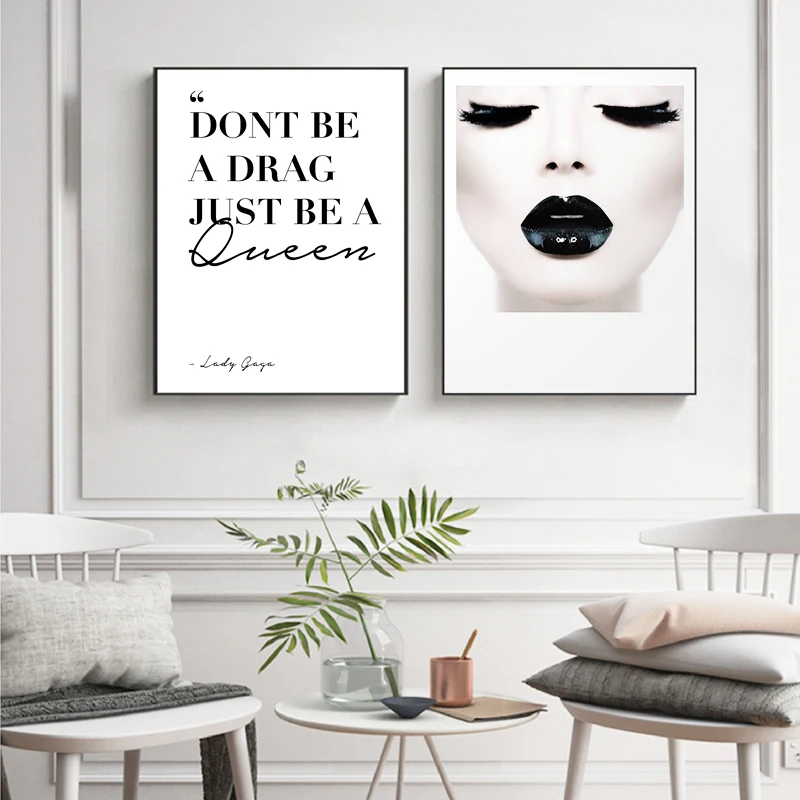 Gaga Wall Art плакат губ и ресниц принты женская модная Холст Картина девушки номер