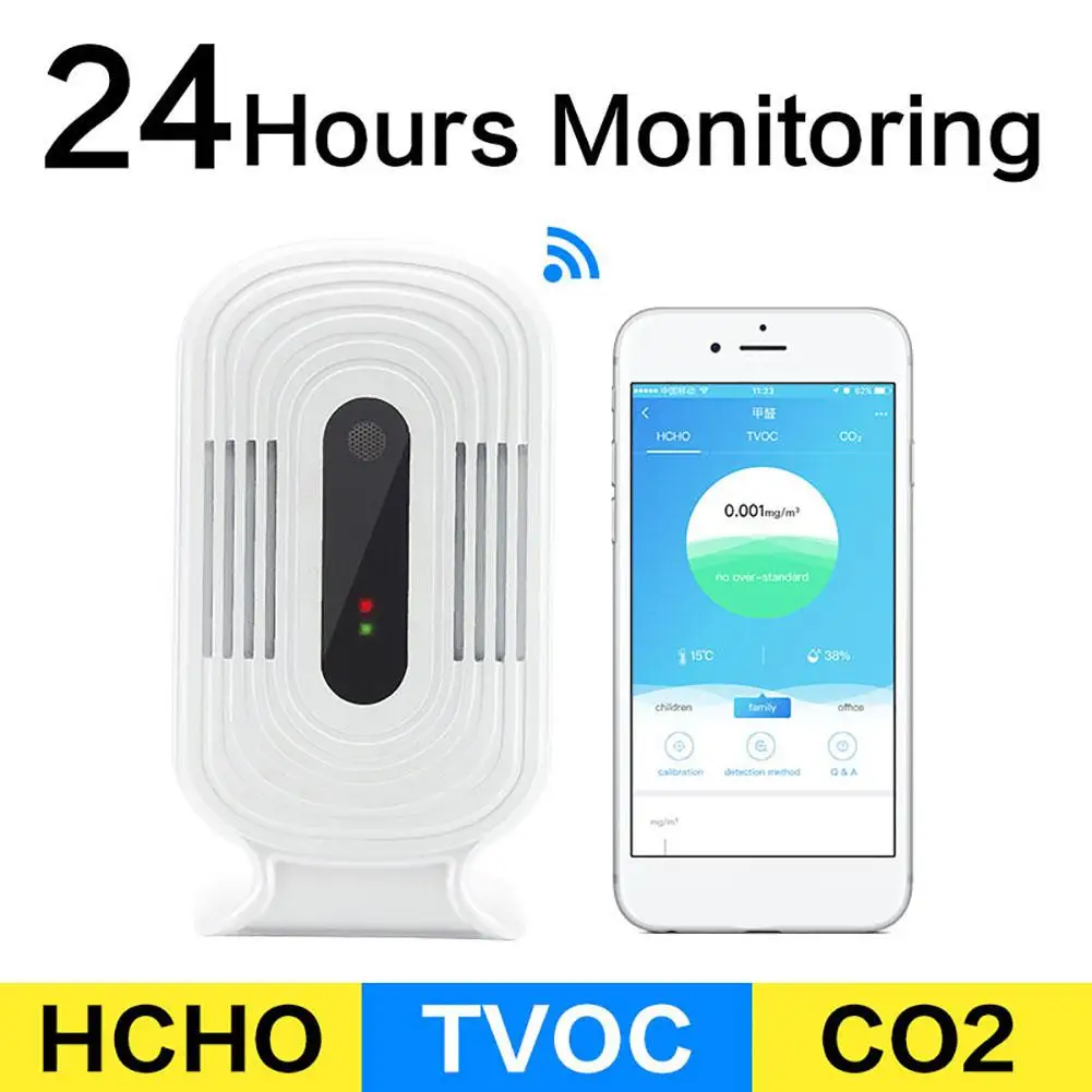 JQ200-6 Смарт Wi-Fi CO2 HCHO TVOC PM2.5 метр анализ качества воздуха тестер Датчик детектор датчик температуры и влажности Monito