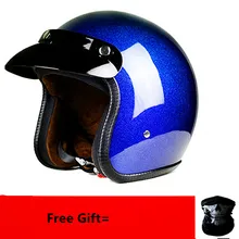 Casco de Moto Chopper Retro Casco con máscara de regalo Vintage cara abierta Casco de la vieja escuela Cacapete DOT certificado