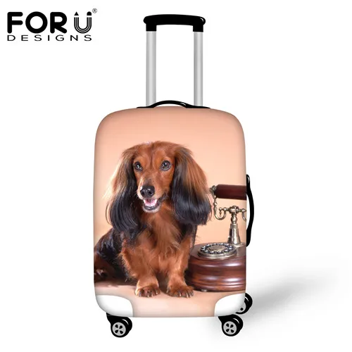 FORUDESIGNS Dustproof Travel Suitcase Cover Black 3D Dachshund Animal Luggage Protector Cover For 18 20 22 24 26 28 30 Inch Case - Цвет: H500