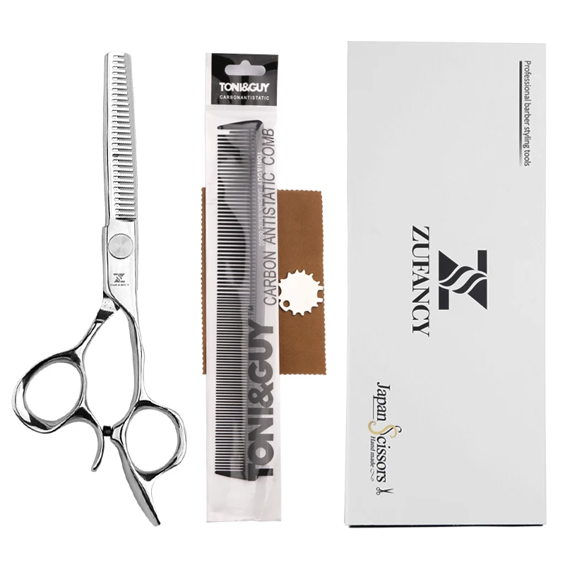 Дизайн ручка ZUFANCY профессиональный Япония 440C 6 дюймов ножницы для волос Парикмахерские резка и истончение ножницы для салона, парикмахерской - Цвет: THINNING SCISSORS