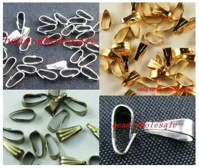 

OMH wholesale 500pcs Golden bronze silver plated metal necklace crimp end beads necklace bail Clasps Hooks 6mm DY80