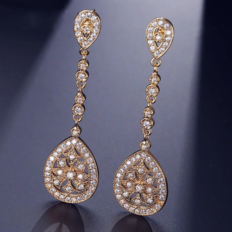 Red Trees Fashion jewelry Classic Teardrop Earrings High Quality AAA Cubic Zirconia Boho Drop Earrings For Women