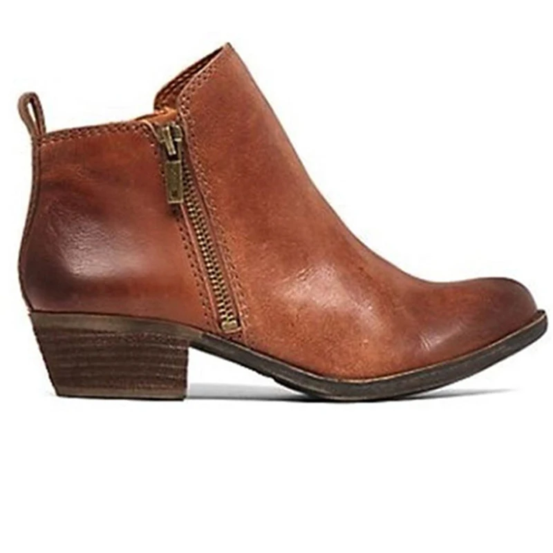

Short Boots Women 2020 Winter Fashion British Martin Short Ankle Boots Zipper Square Heel Warm Non-slip Boots Shoes For Ladies