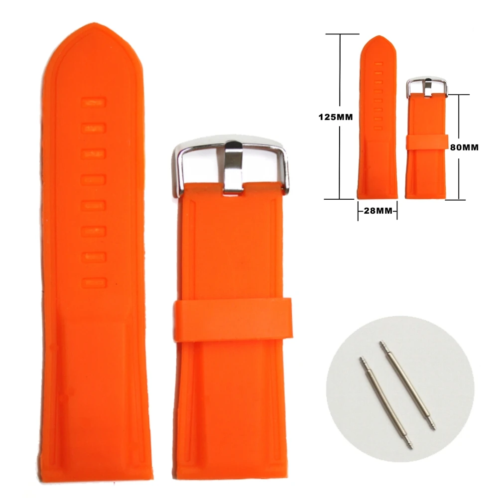 

28mm Neon Orange Silicone Jelly Rubber Unisex Watch Band Straps