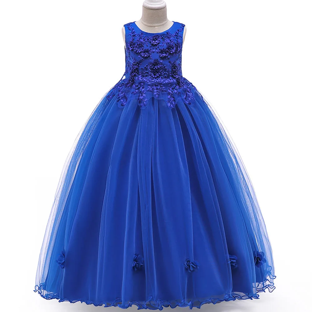 Girls Dress 2019 Summer Children Formal Prom Gown Kids Bridesmaid