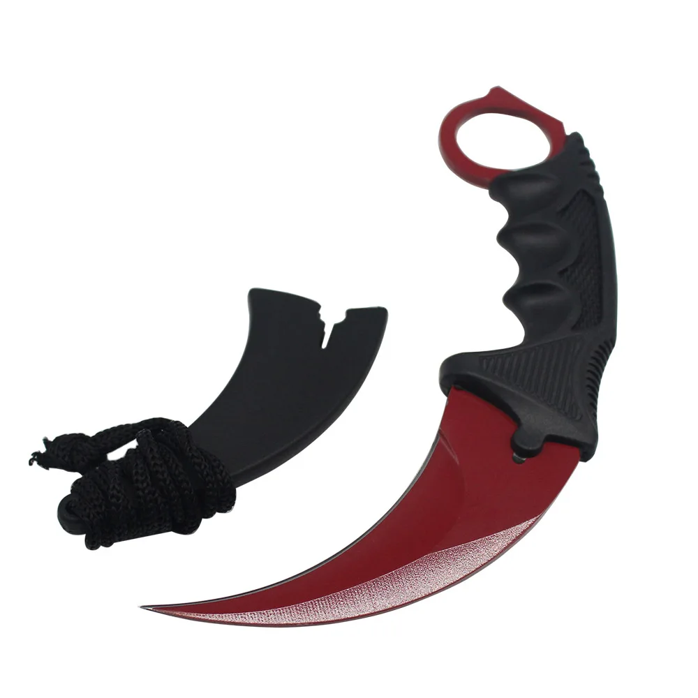 CS GO нож в стиле игры "Counter-Strike" hawkbill Тактический Коготь karambit шейный нож настоящий боевой бой лагерь Поход на открытом воздухе защита атака подарок - Цвет: Red