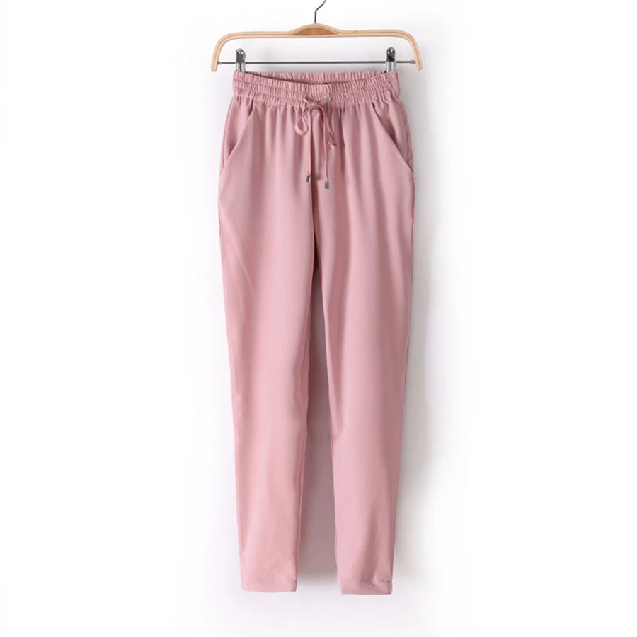 

Spring/Summer Women Casual Elastic Waist Trousers Lady Comfortable Drawstring Office Long Pants Ladies Fashion Pencil Pants