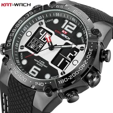 KAT-WACH Military Watches LED Digital Mens Watches Waterproof Shockproof Quartz Men Clock Silicone Big Dial Sports Wrist Watch