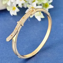 Africa Bangle Arab Jewelry Femininas Pulseiras Women Bangles Accessories 18K Gold Plated Dubai Fashion Bracelet Love Bangles