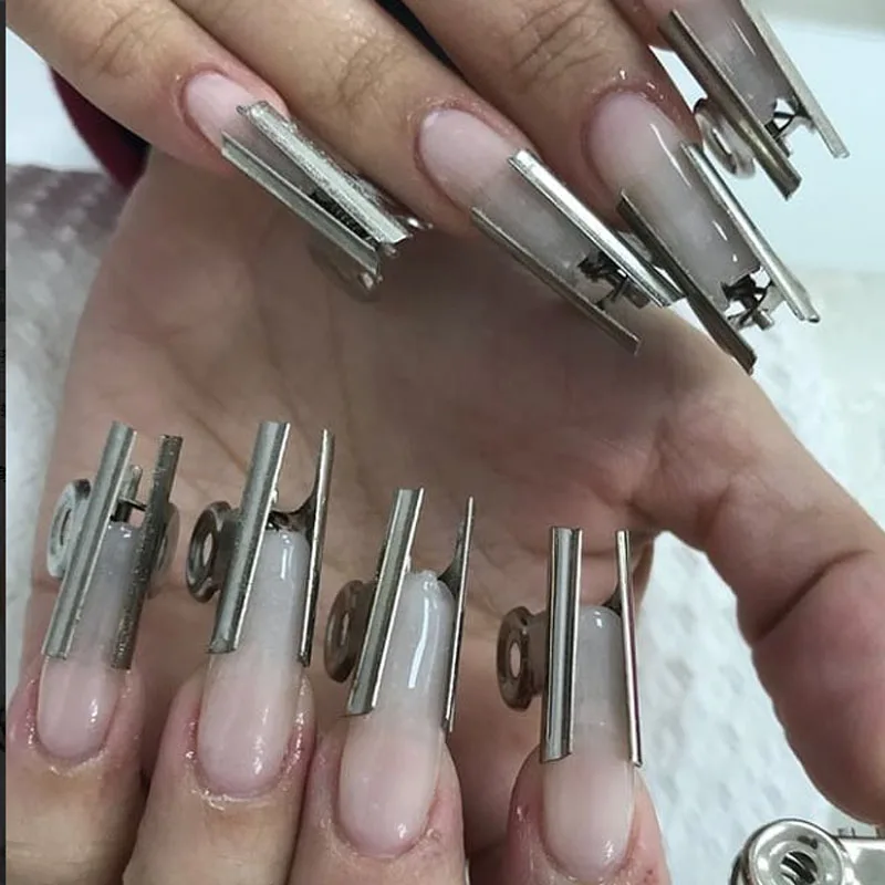  6Pcs/set Stainless Steel C Curve Nail Pinching Tool Acrylic Nail Pincher Clips For Fiberglass Manic