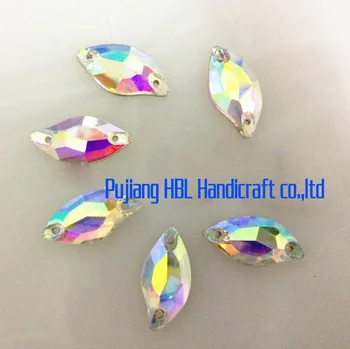 

Hot sale ! 9X20MM 120PCS/LOT Clear AB Sewing Glass Leaf Shape Flat Back Stones Superior Taiwan Rhinestone Sew On 2 Hole