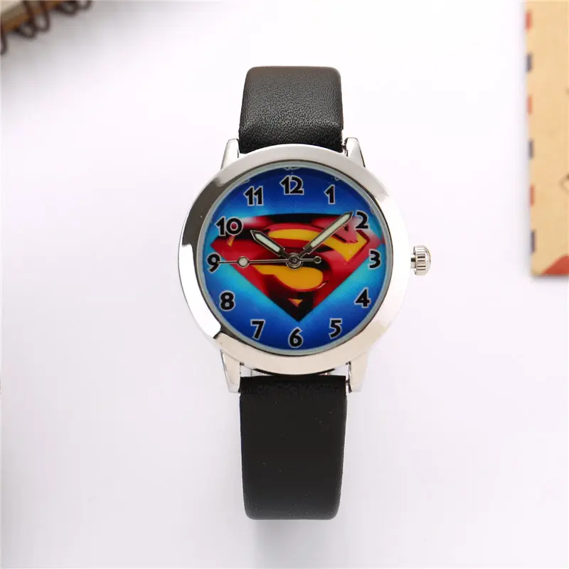 

children fashion superman dial cute wristwatch for kids dress promotion gift quartz watch with Luminous hands