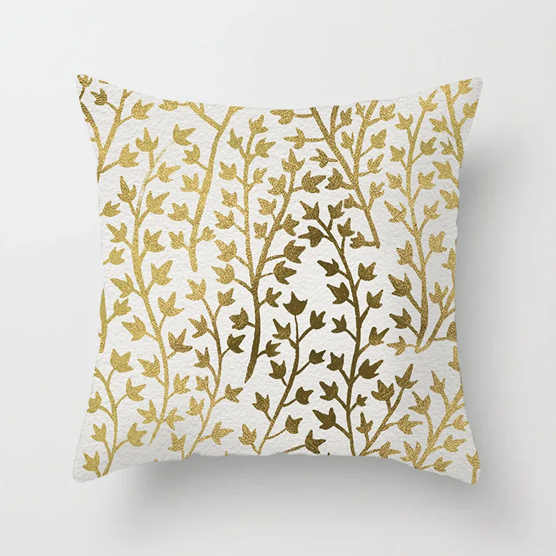 

Fuwatacchi Gold Stamping Printed Cushion Cover Gold Leaves Pillow Cover For Home Decor Sofa Bedroom Decorative Pillowcases
