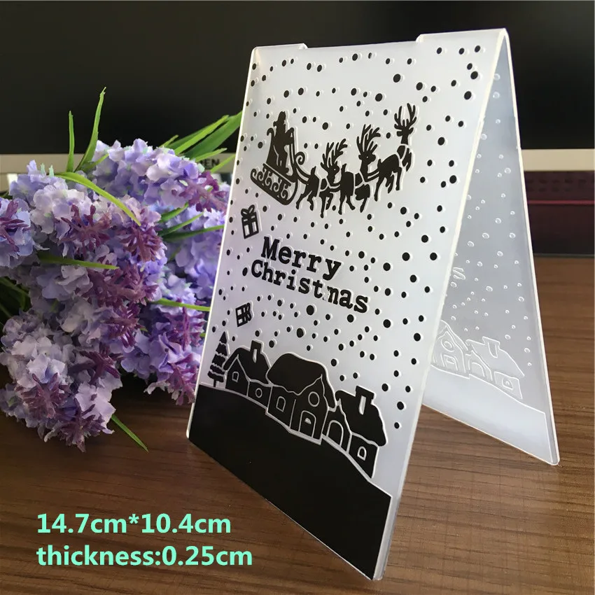  Merry Christmas Snowman Deer plastic embossing folder for festival gift box greeting card Christmas - 32904816040