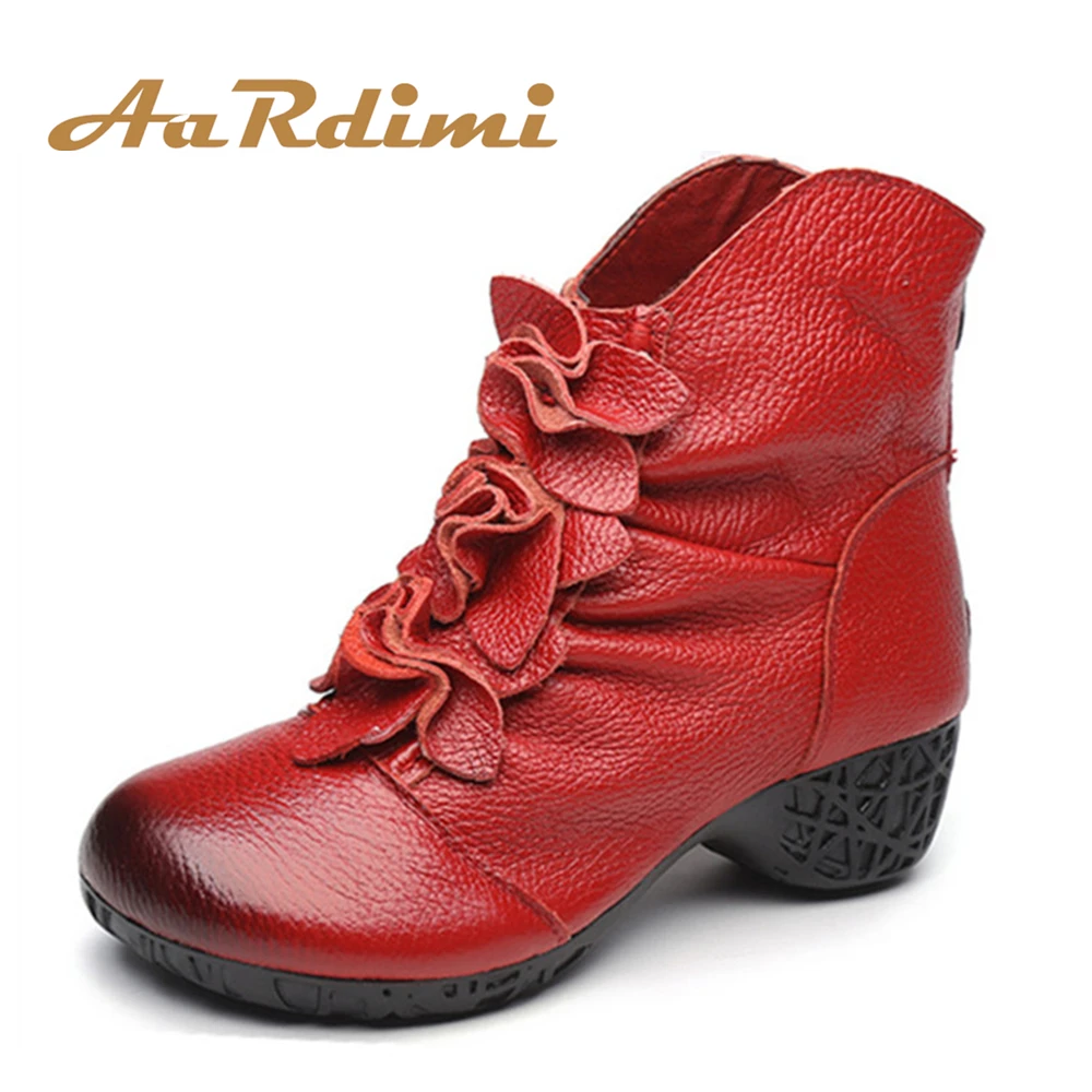 

AARDIMI Vintage Handmade Genuine leather Ankle Boots Women High Heeled Women Spring Boots Casual Winter Shoes Woman Botas Mujer