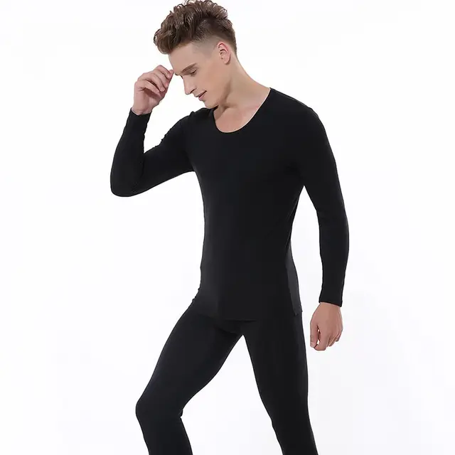 V Neck Men's Thermal Underwear Sets Modal Blending Cotton Male Thin