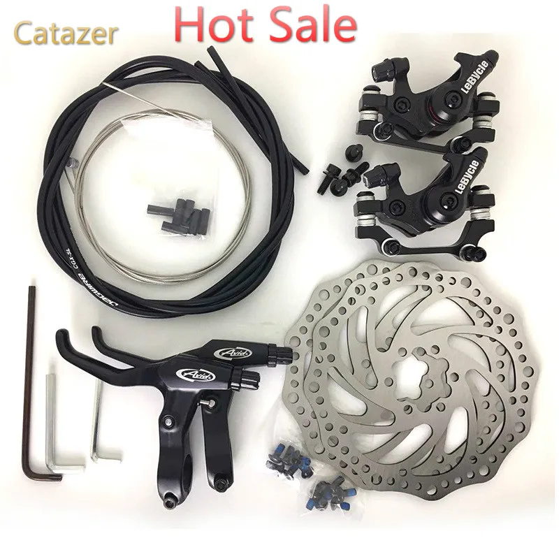 

Catazer Cycling Disk Brake Set Mountain Bike Bicycle Brake Mechanical Line Pulling Disc Brake Front Rear Caliper 160mm Cable Set