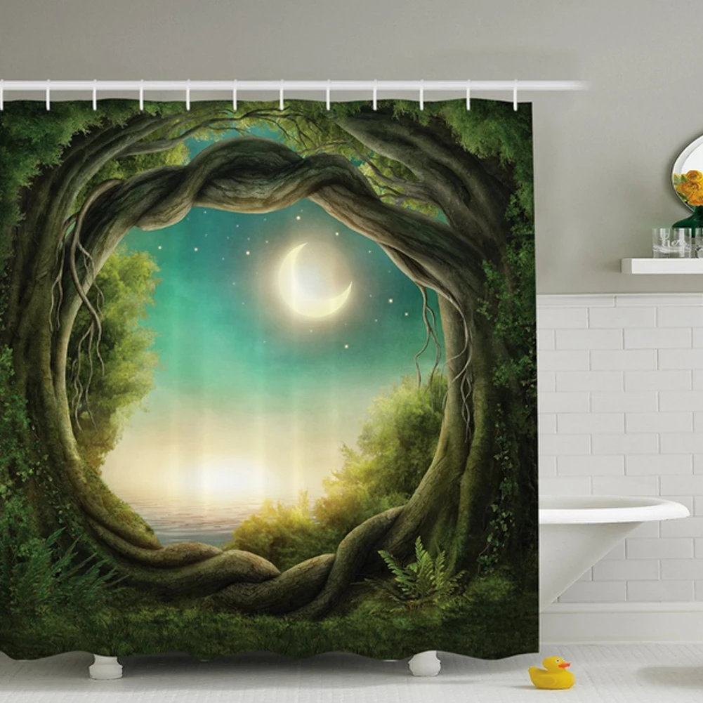 Creative Big Hole Pattern Modern Bathroom Curtains with Hooks Shower