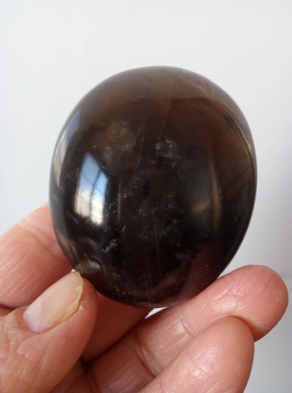 2.33" Natural Smoky Quartz Crystal Pocket Palm Stone(smooth Polished
