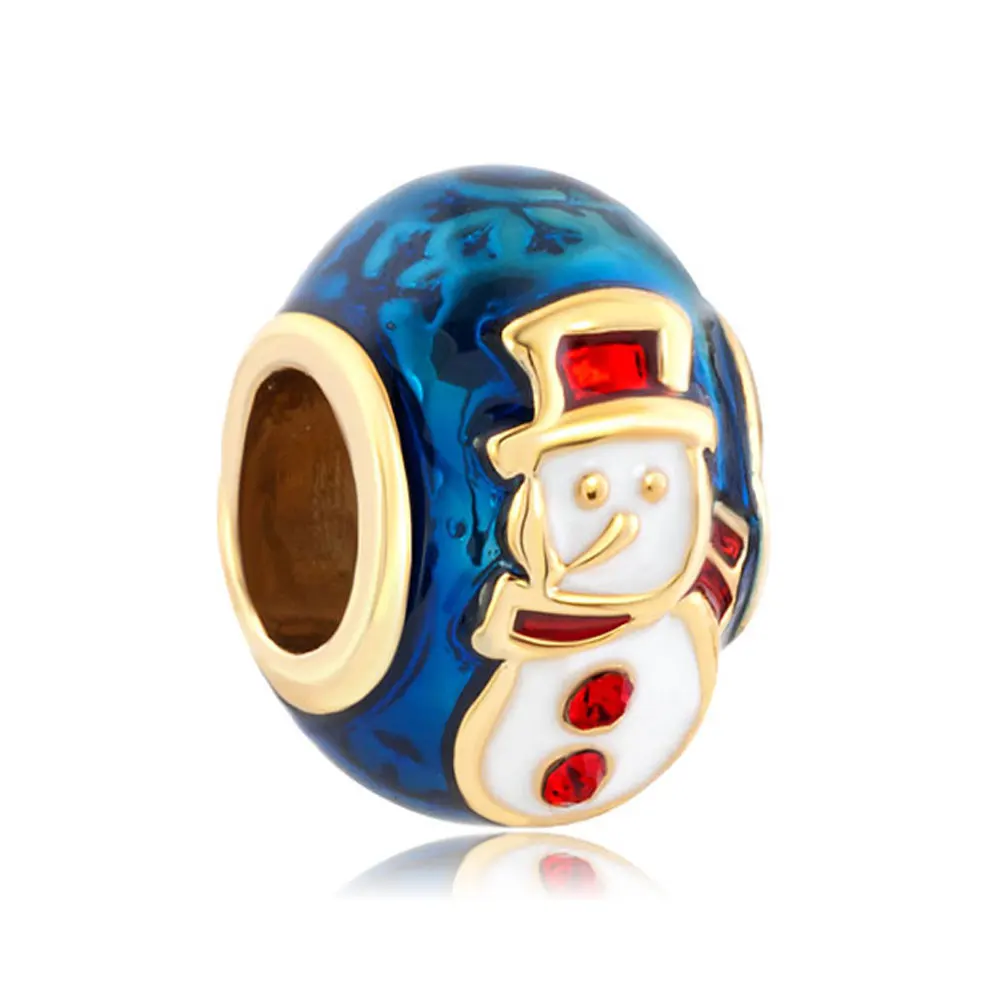 Faberge Easter Egg Beads Silver Plated Christmas Snowman Charms for Jewelry Making Accessories DIY