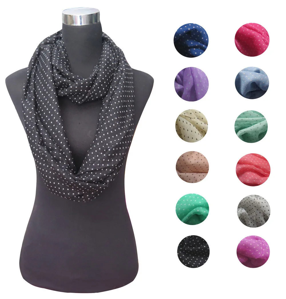 

Mini Polka Dots Print Women's Infinity Loop Scarf Snood, Free Shipping