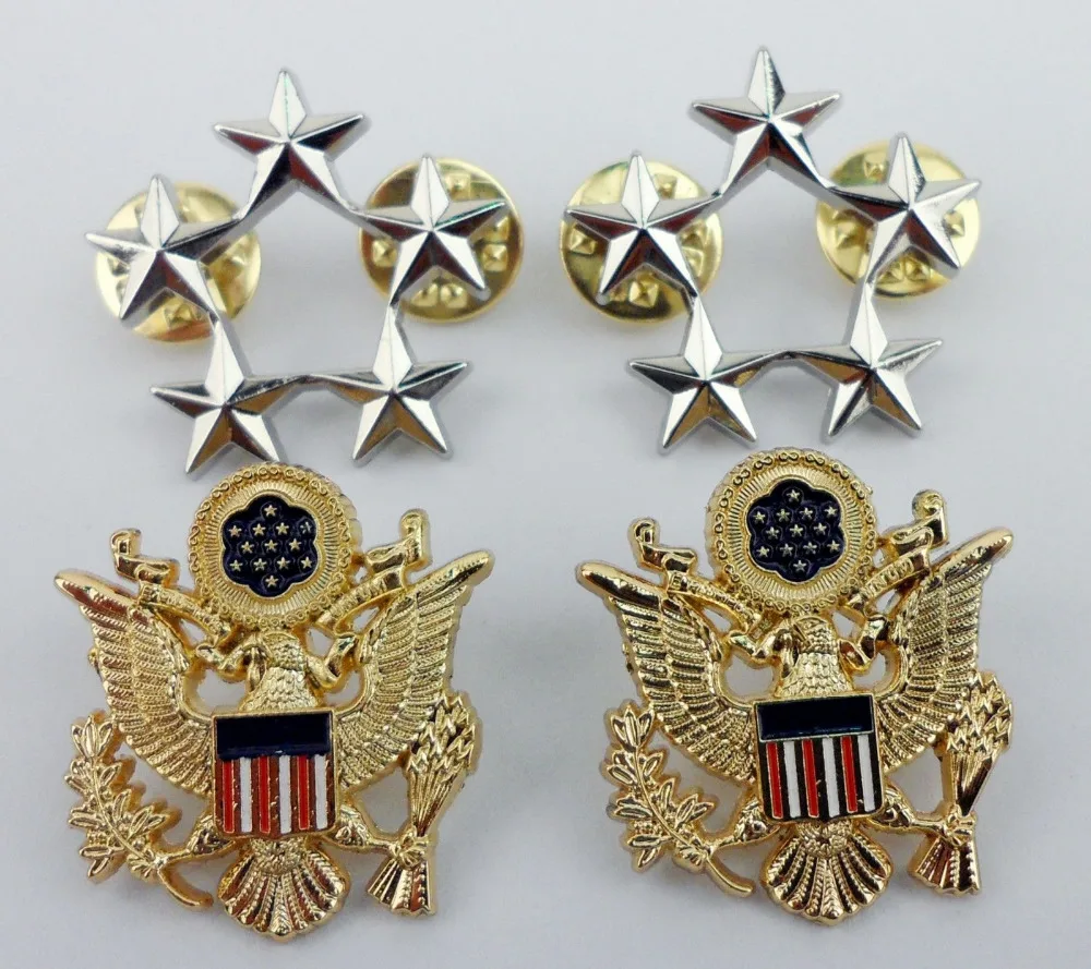 Set WWII US General of the Army Rank Badge U.S Five Star Eagle Lapel Pins 